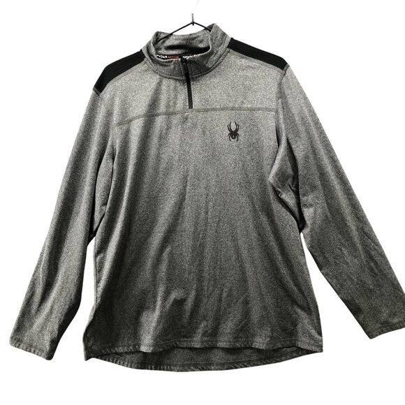 Spyder 1/4 Zip Fleece Pullover Mens L Gray Active Pro Web - Picture 1 of 9